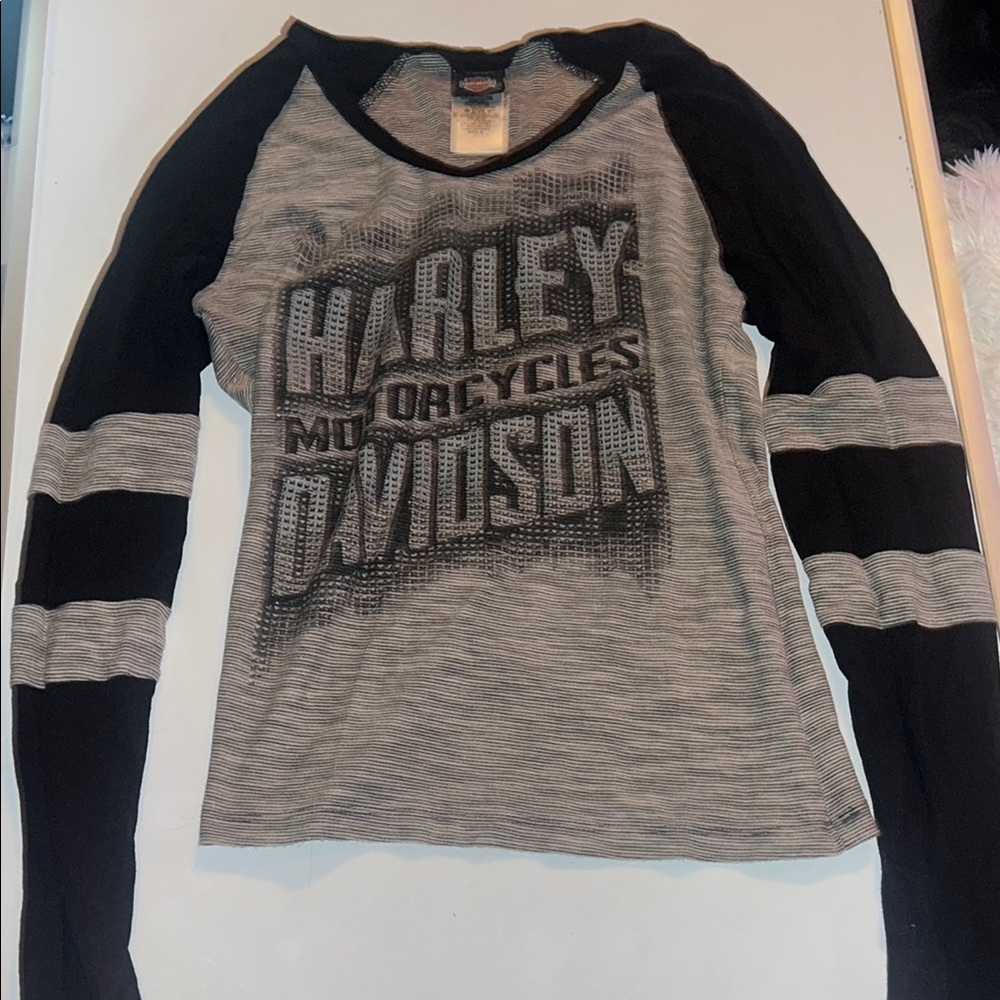 Harley-Davidson Black and Gray Long Sleeve Shirt